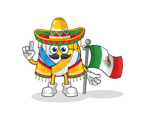 volleyball Mexican with traditional cloth and flag character. cartoon mascot vector