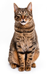  Tabby cat with short hair. Isolate on white background