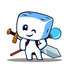 winking cute dice head fantasy adventurer
