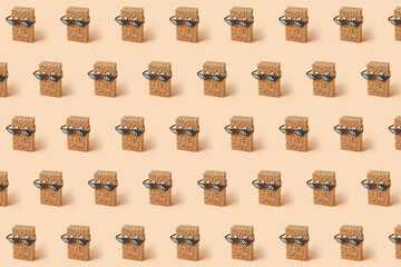 Creative pattern with sponges in pixel glasses.
