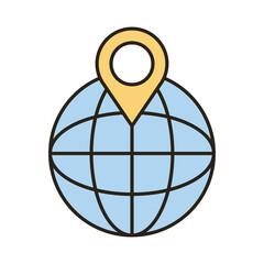 sphere browser with pin location line and fill style icon