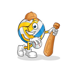 volleyball play baseball mascot. cartoon vector