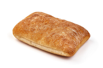 Wheat flour bread, isolated on white background