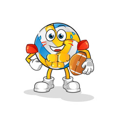 volleyball playing rugby character. cartoon mascot vector
