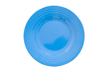 Blue dinner plate isolated on white