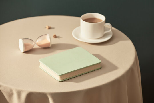 Morning tea in cup on delicate background