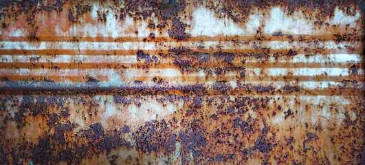 Rust of metals.Corrosive Rust on old iron.Use as illustration for presentation.Background rust texture as a panorama.	
