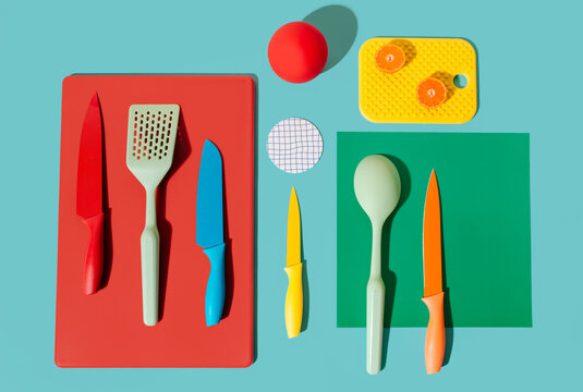 Colorful kitchen objects