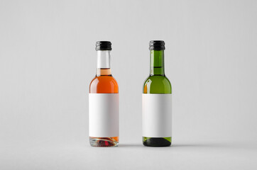 Wine Quarter / Mini Bottle Mock-Up - Two Bottles. Blank Label