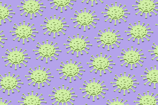 Covid-19 papercraft bacteria horizontal pattern.