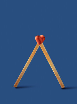 Connection of hearts from crossed matches.