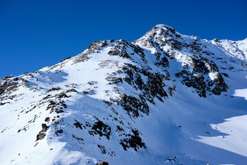 Italian Dolomites. Snow and Mountains. Winter and skiing