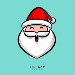 Santa claus face cartoon icon. Vector illustration.