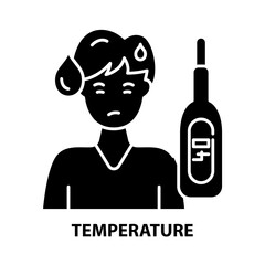 temperature icon, black vector sign with editable strokes, concept illustration