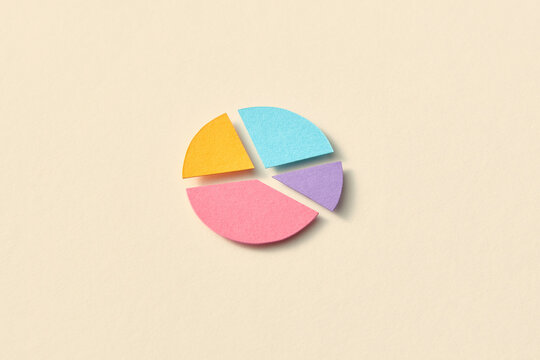 Colorful papercraft round pie chart.
