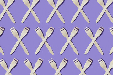 Disposable wooden forks pattern.
