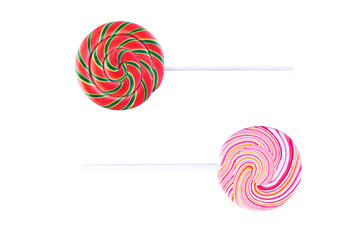 Sweet colorful Christmas candy on a white isolated background