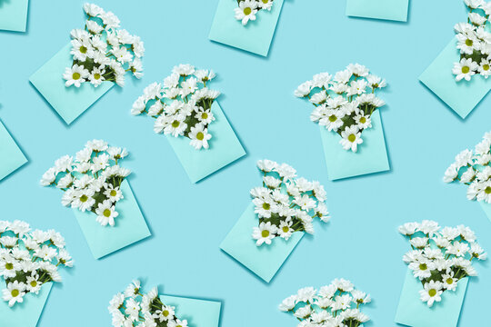 Envelopes pattern with white flowers.