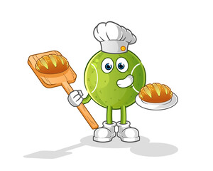 tennis baker with bread cartoon. cartoon mascot vector
