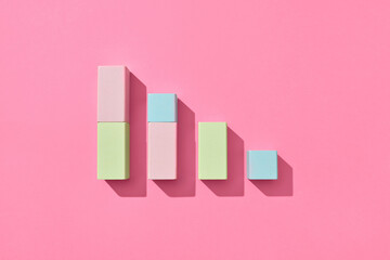 Composition from wooden blocks models.