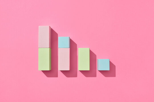 Composition from wooden blocks models.