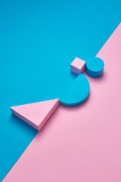 Geometric colorful three-dimensional figures.