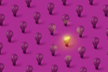 Creative pattern from light lamps.