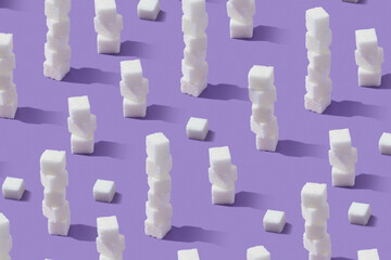 Pyramids pattern from sugar cubes stacks.