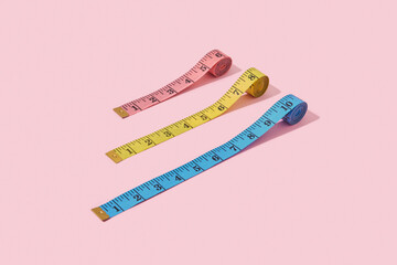 Set from colored tapes measure.