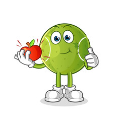 tennis eating an apple illustration. character vector