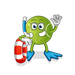 tennis swimmer with buoy mascot. cartoon vector