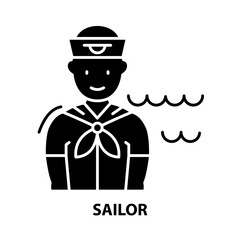 sailor symbol icon, black vector sign with editable strokes, concept illustration