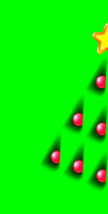 Pretty Christmas tree made of speck, deepening and yellow star. Design for holiday cards on green background. Modern abstract xmas, new year