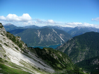 Obraz na płótnie Canvas Mountain hiking through Ammergau Alps, Tyrol, Austria