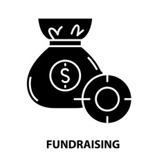 fundraising icon, black vector sign with editable strokes, concept illustration