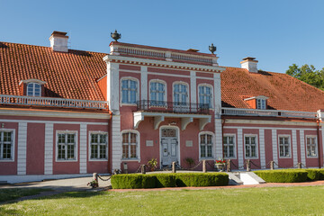 Late barocco styled Sagadi Manor, built in 18th century, Estonia. Sunny summer day.