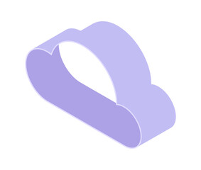 Virtual cloud isometric icon, cloud information storage, technology symbol