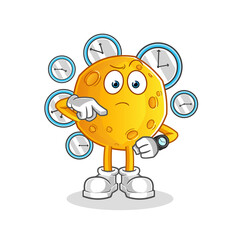 moon with wristwatch cartoon. cartoon mascot vector