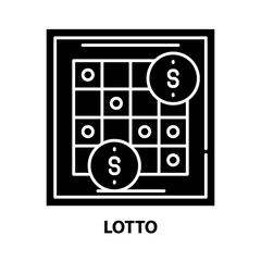 lotto icon, black vector sign with editable strokes, concept illustration