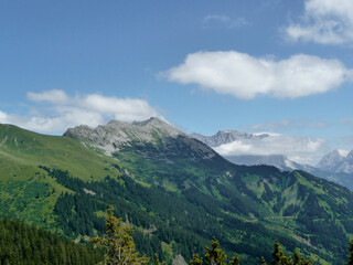 Mountain hiking through Ammergau Alps, Tyrol, Austria