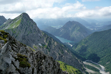 Mountain hiking through Ammergau Alps, Tyrol, Austria