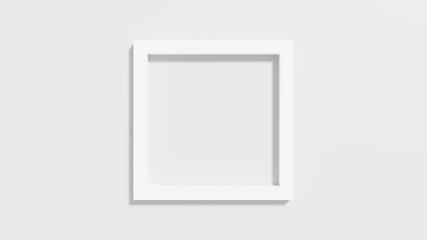Mock up poster with white frame close up near wall minimalist, 3d illustration rendering