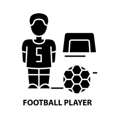 football player symbol icon, black vector sign with editable strokes, concept illustration