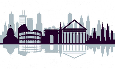 Obraz na płótnie Canvas cityscape rome skyline scene icon