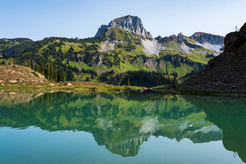 Fototapeta na wymiar lake reflection in the mountains