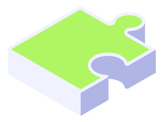 Isometric puzzle icon, puzzle element isolated vector illustration