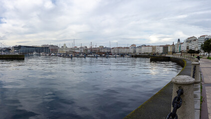 yacht harbor and marina in downtown La Coruna