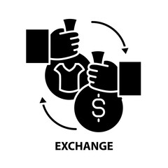 exchange icon, black vector sign with editable strokes, concept illustration