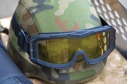 helmet, body armor, tactical glasses, protective clothes