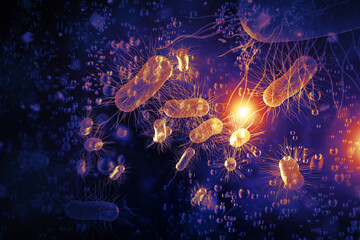E.Coli Bacteria Cells 3D Illustration